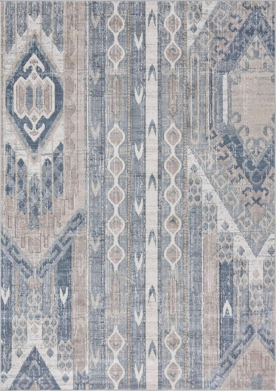 Unique Loom Portland Collection Area Rug - Orford (7' 1" x 10' Rectangle Navy Blue/Blue)