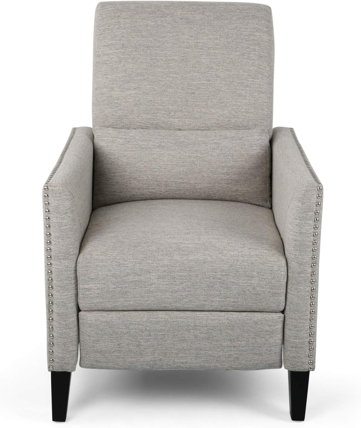 Alscot Contemporary Push Back Recliner Light Gray - Christopher Knight Home: Nailhead Trim, Polyester Upholstery