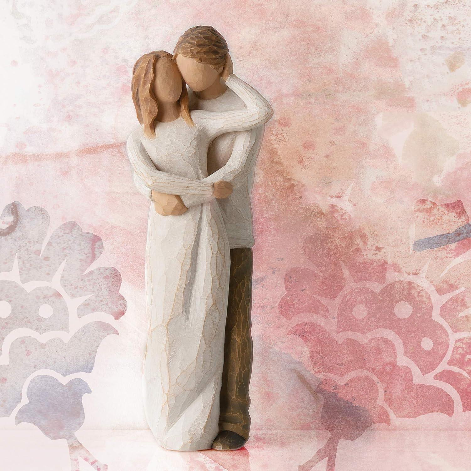 Hand-Painted Resin Couple Embrace Figurine, 9-inch