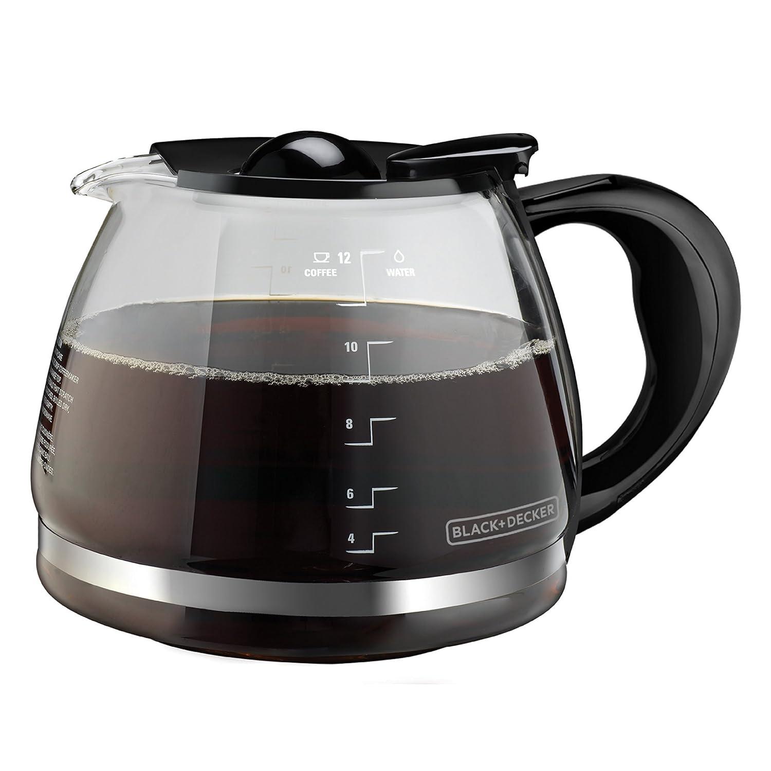 BLACK+DECKER BLACK+DECKER 12-Cup Replacement Carafe, GC3100B, Duralife Glass, Dishwasher-Safe, 2 Extra Lids