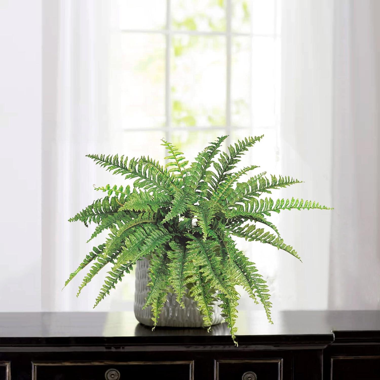 Floral Home 34" Wide Boston Fern with 42 Lifelike Fronds - 6-Piece