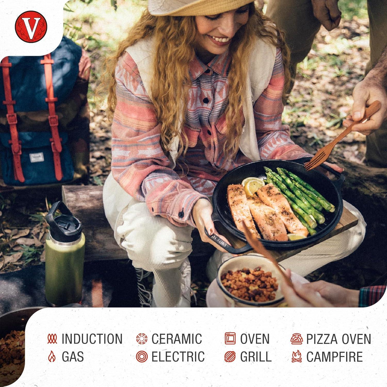 Victoria 10'' Cast Iron Grill Pan / Griddle Set