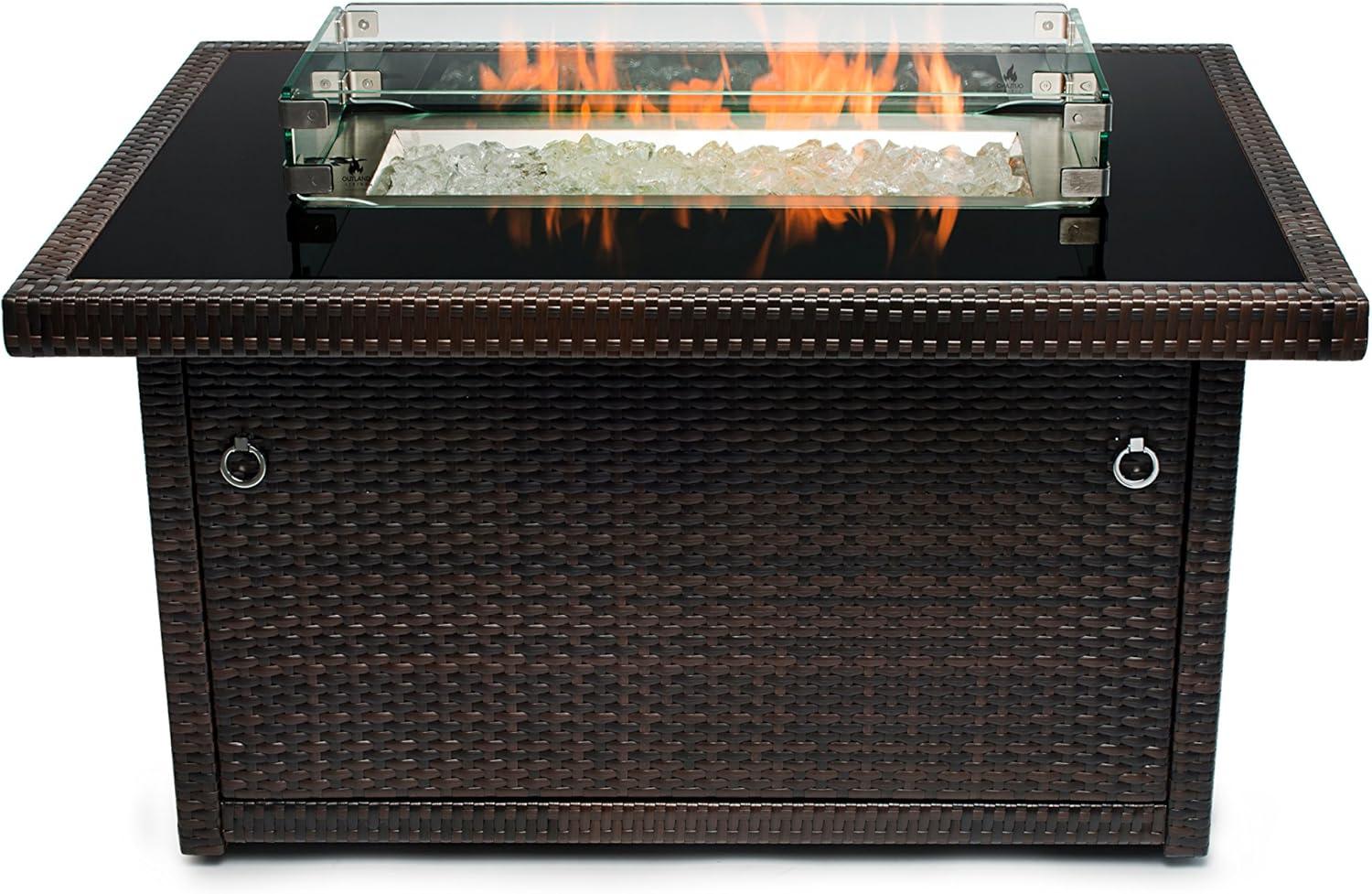 Outland Fire Table Tempered Glass Wind Guard Fence for Outland Series 401/403 Outdoor Propane Fire Pit Tables, Rectangular 29-Inch x 13-Inch x 4.5-Inch - Thick 5/16-Inch Safety Barrier