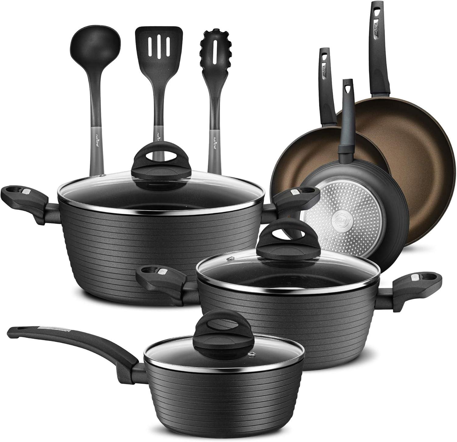 NutriChef 12 - Piece Non-Stick Aluminum Cookware Set