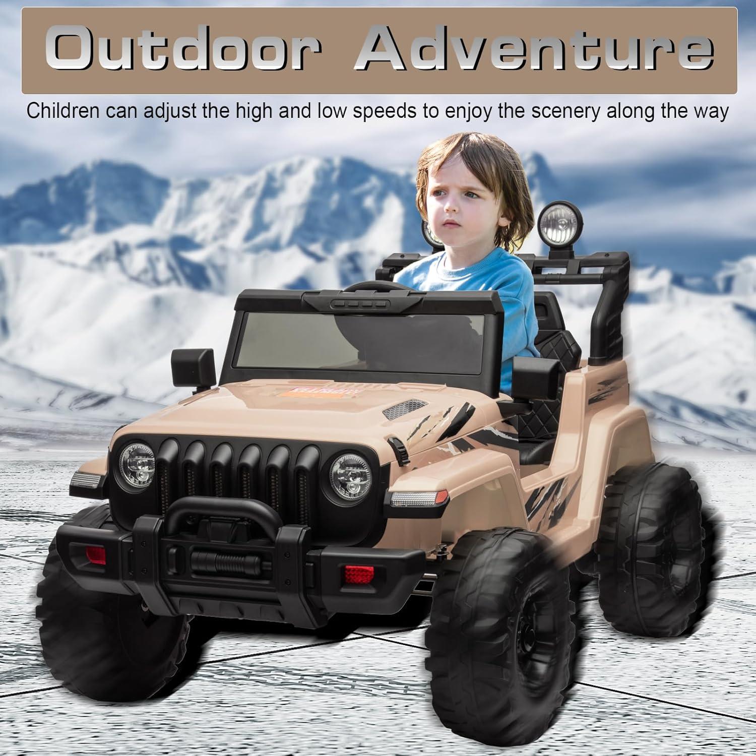 DEARAUTO DearAuto 24v Kids Ride On Car With Eva Tires, 4x75w Motors, Four Wheel Suspension, 3 Adjustable Speed, Mp3, Bluetooth,powered Ride On Truck For Kids