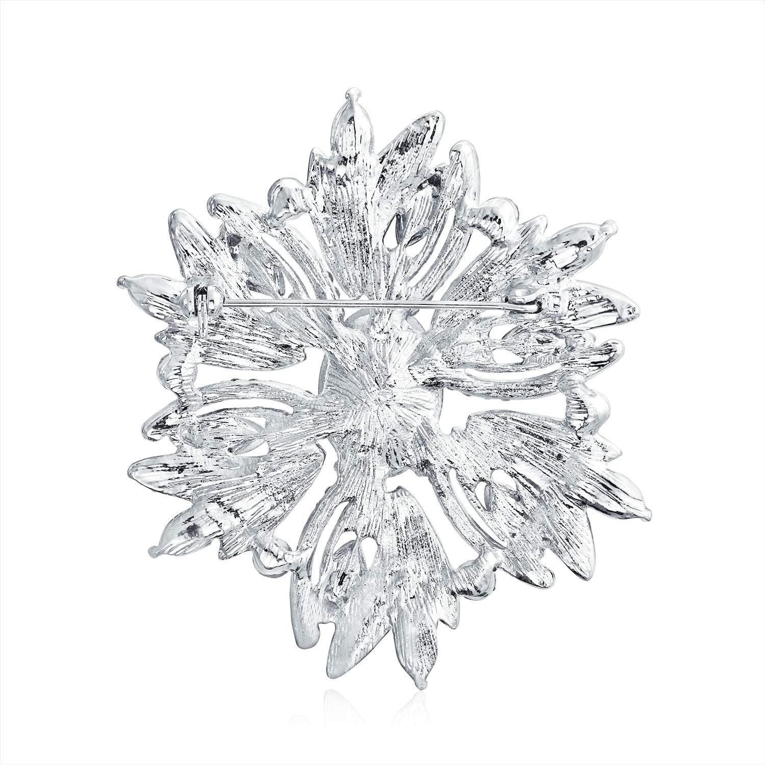 Unique Bargains Women's Rhinestone Flower Brooch Pin Red