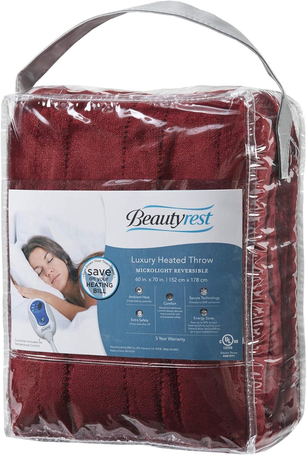 Cozy Comfort Red Oversized Electric Heated Throw, 60" x 70"