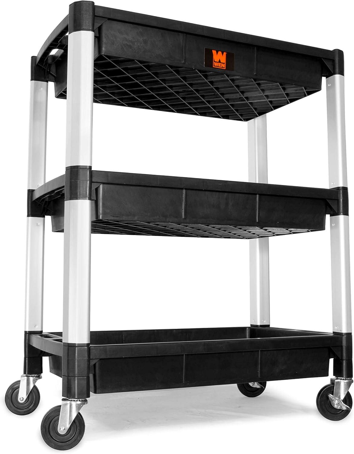 WEN Three-Tray 300-Pound Capacity Triple Decker Service and Utility Cart, 73163