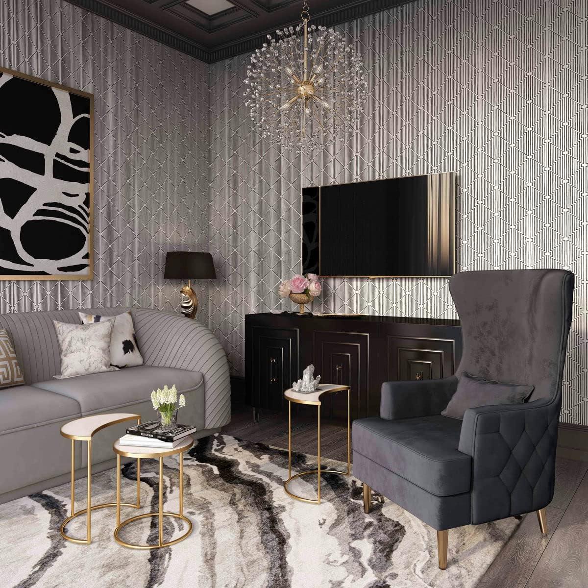 TOV Furniture Alina Black Tall Tufted Back Chair