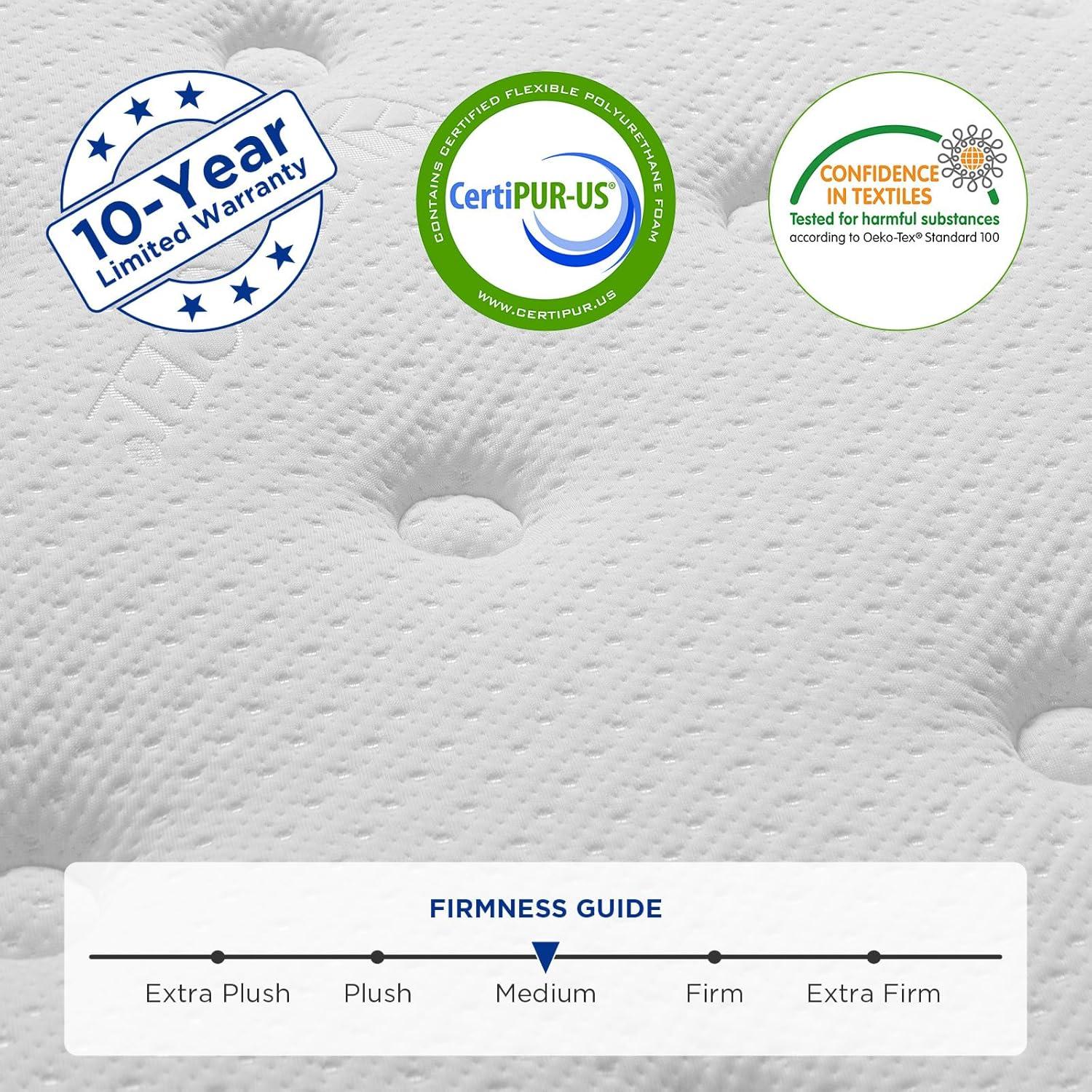 Mubulily 12'' Medium Gel Memory Foam Mattress