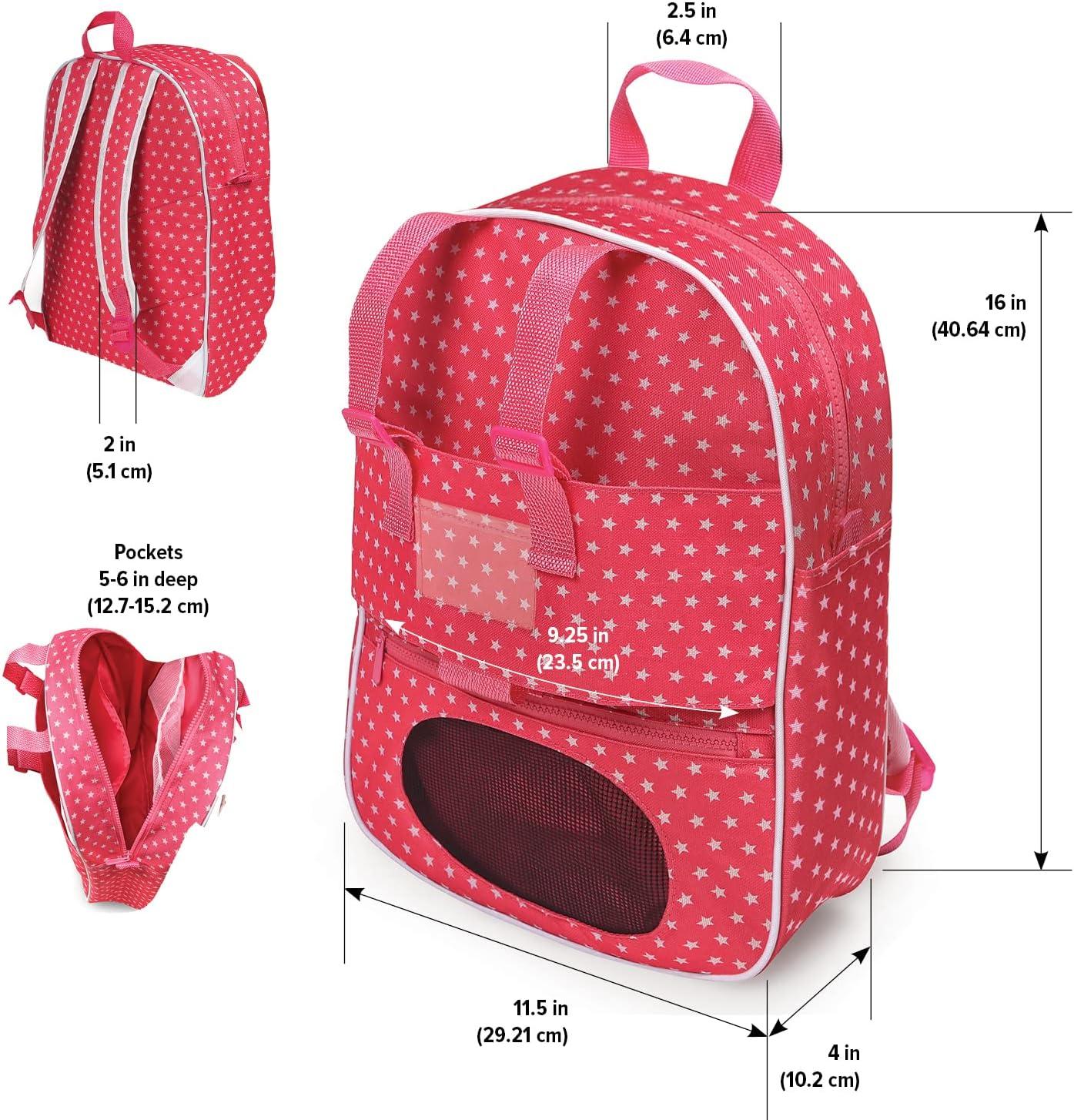 Badger Basket Doll Travel Backpack with Plush Friend Compartment - Star Pattern