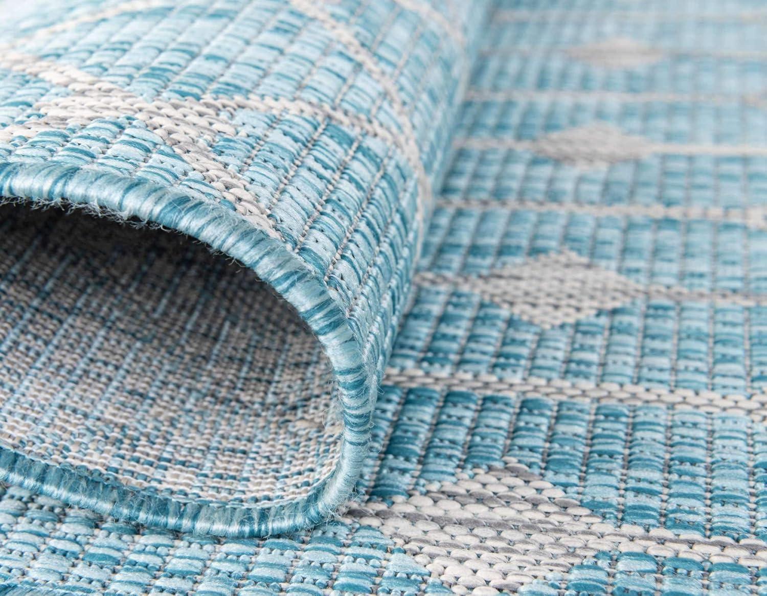 Charcoal Gray Trellis 6' x 9' Synthetic Outdoor Rug