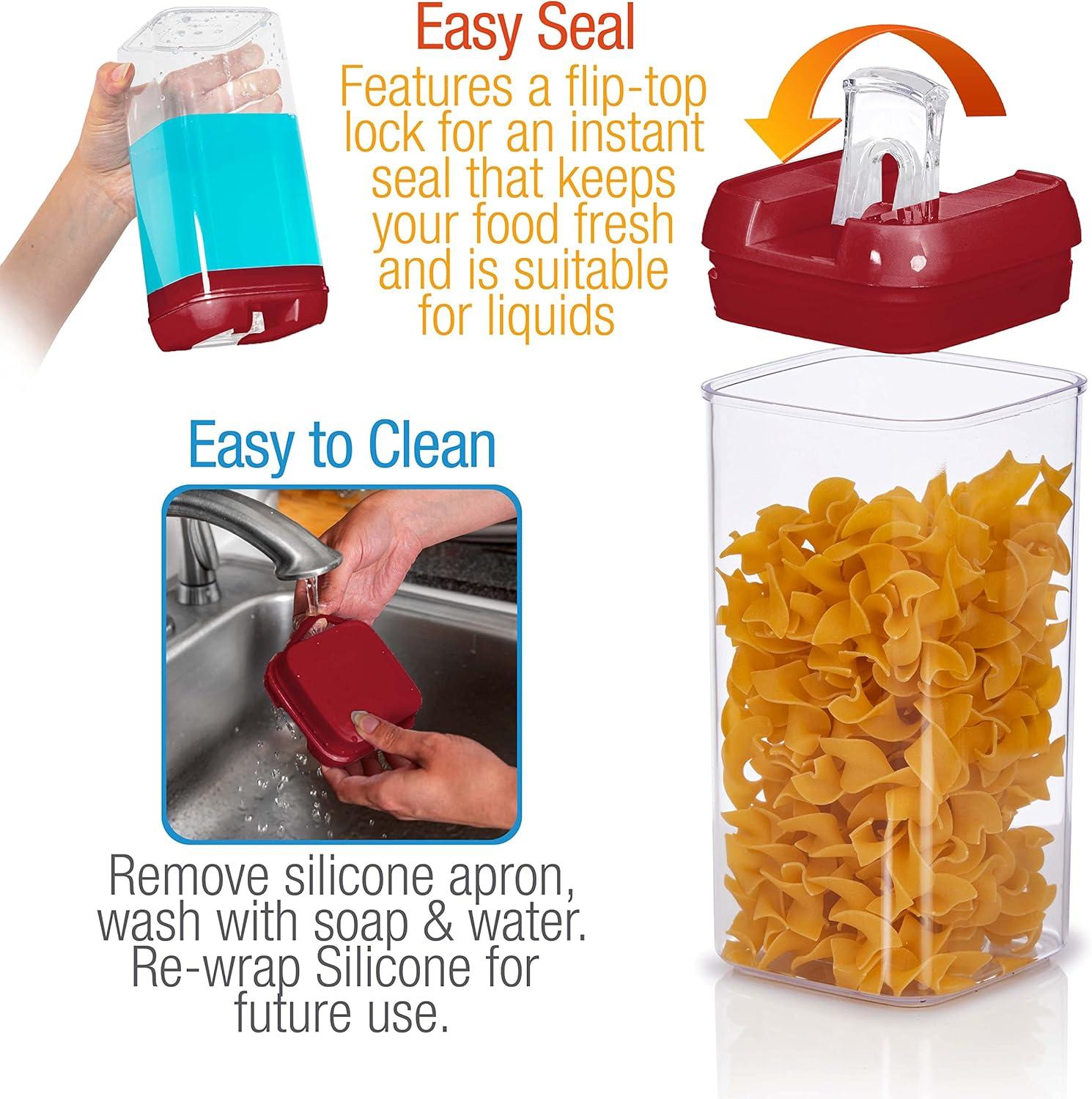 Cheer Collection Airtight Food Storage Containers, Set of 7 (Red)