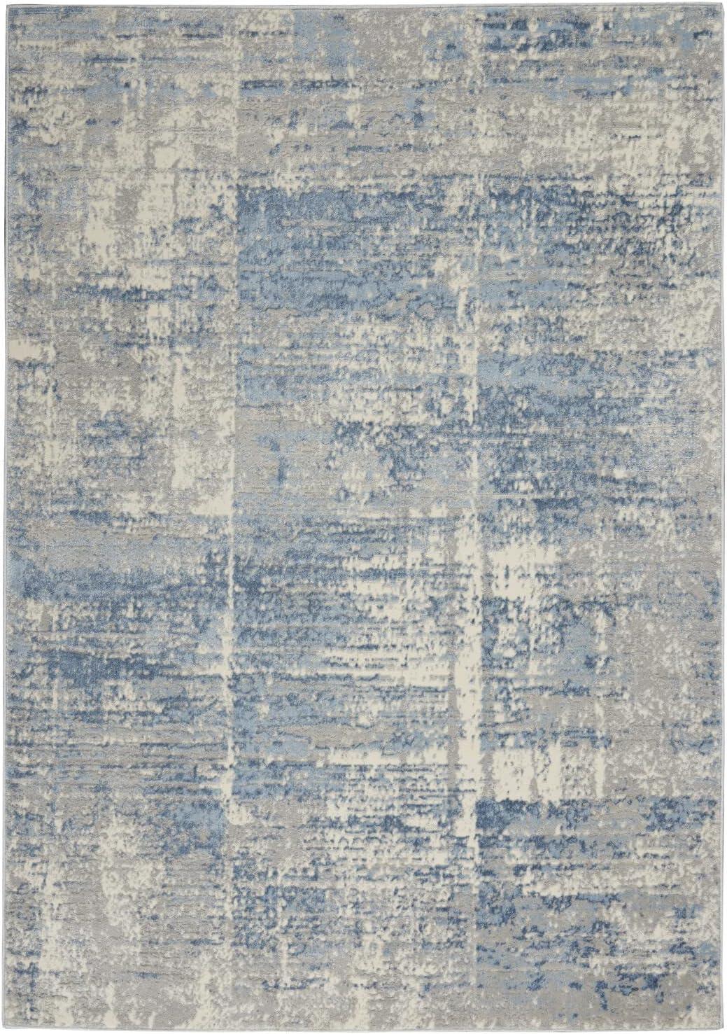 Blue Abstract Hand-knotted Synthetic 5' x 7' Area Rug