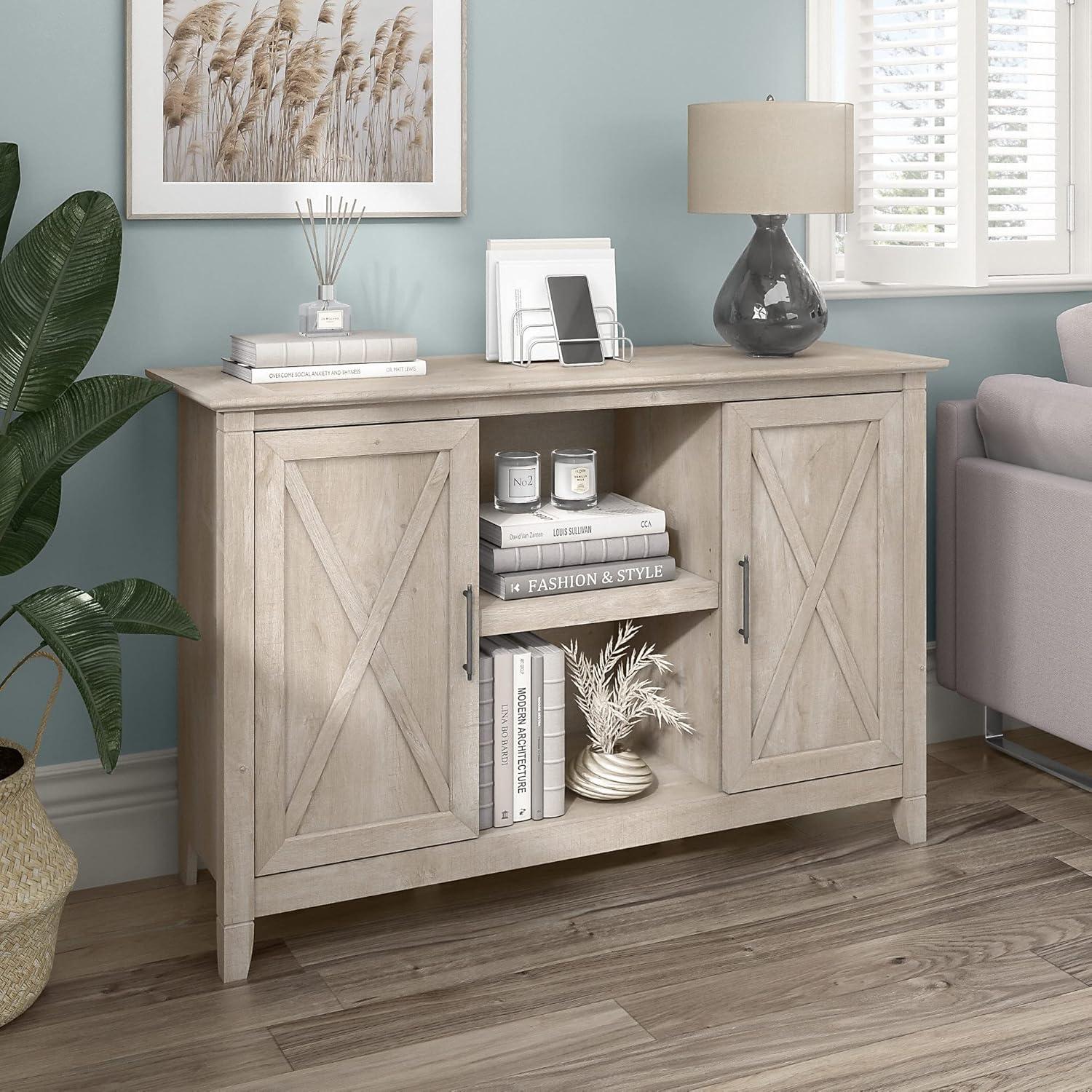 Key West Accent Cabinet with Doors in Washed Gray - Engineered Wood