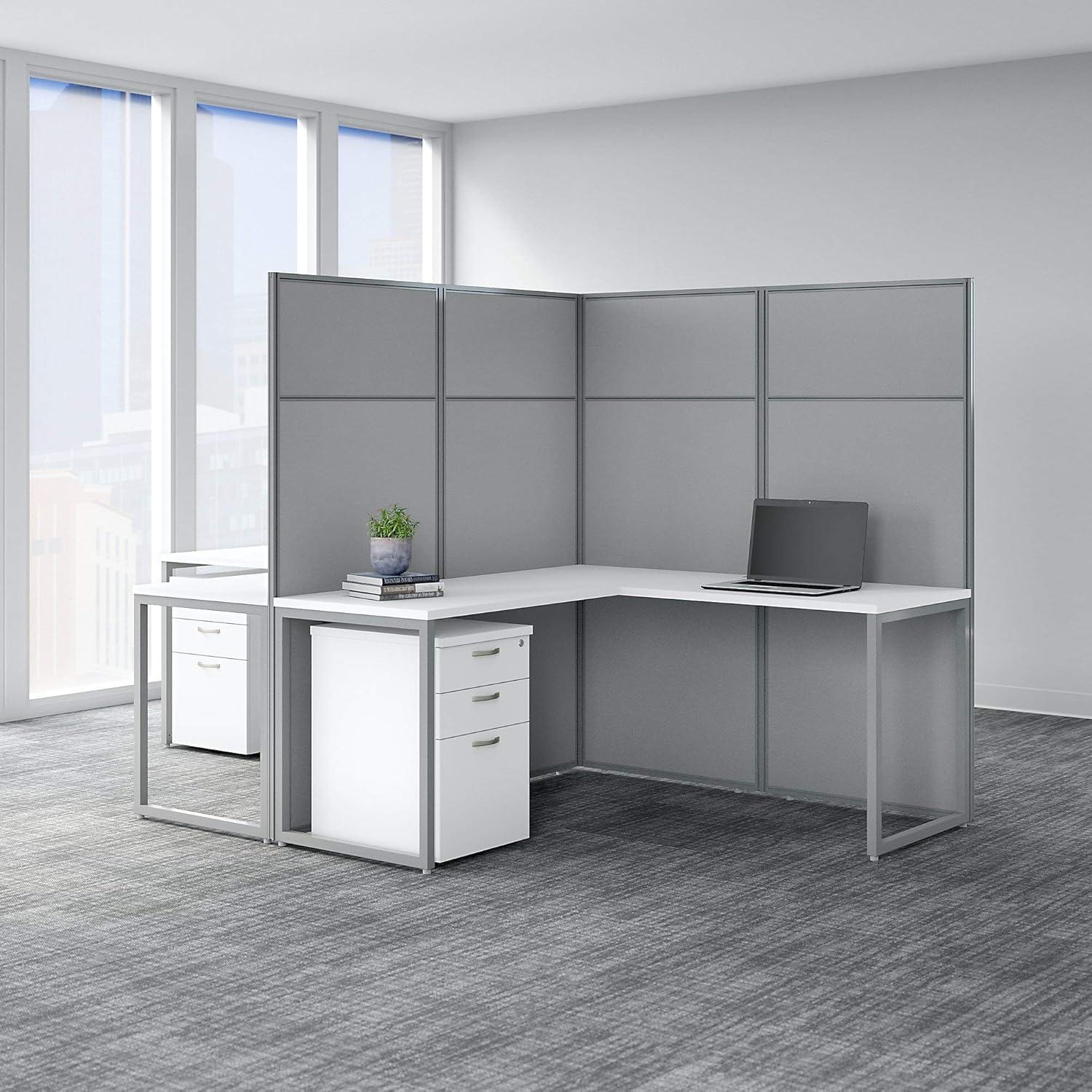 Pure White and Silver Gray 9-Piece Office Furniture Set