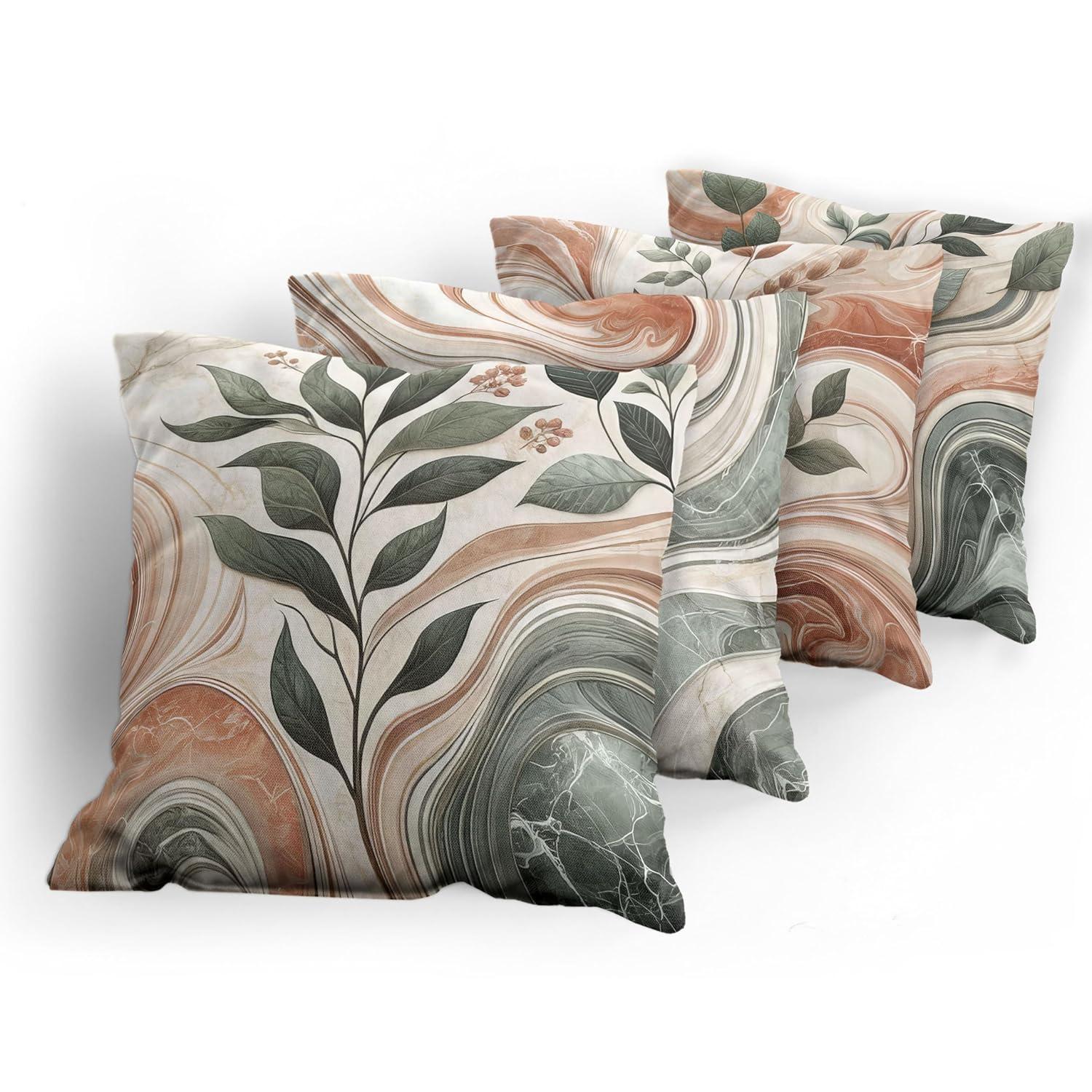 Ambesonne Floral Indoor/Outdoor Pillow Cover (Set of 4)