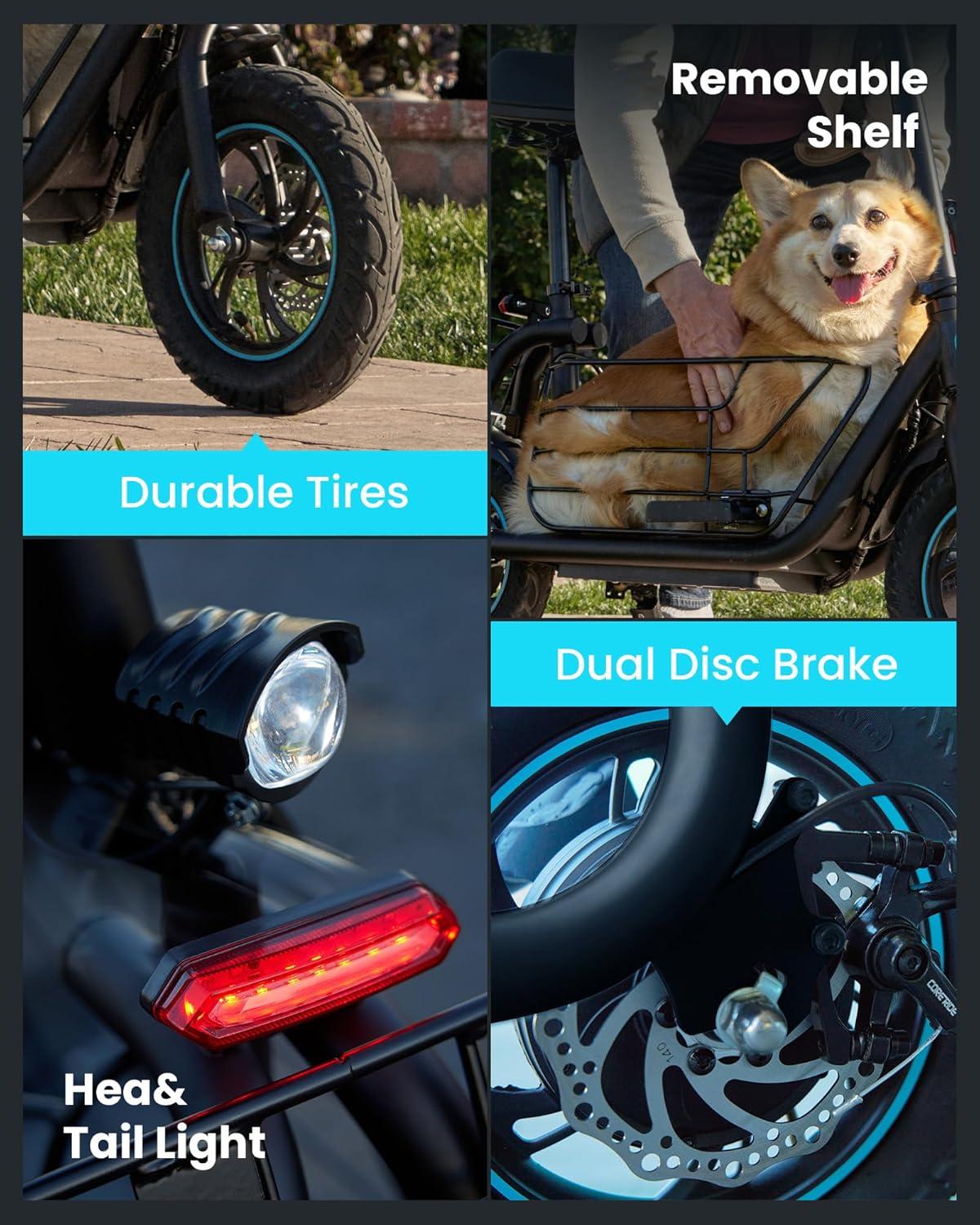 GYROOR Electric Scooter with Seat for Pets and Adults, 550W Powerful Motor 20miles Distance Max 18.6MPH Speed Spacious Storage Space LED Display, C1S