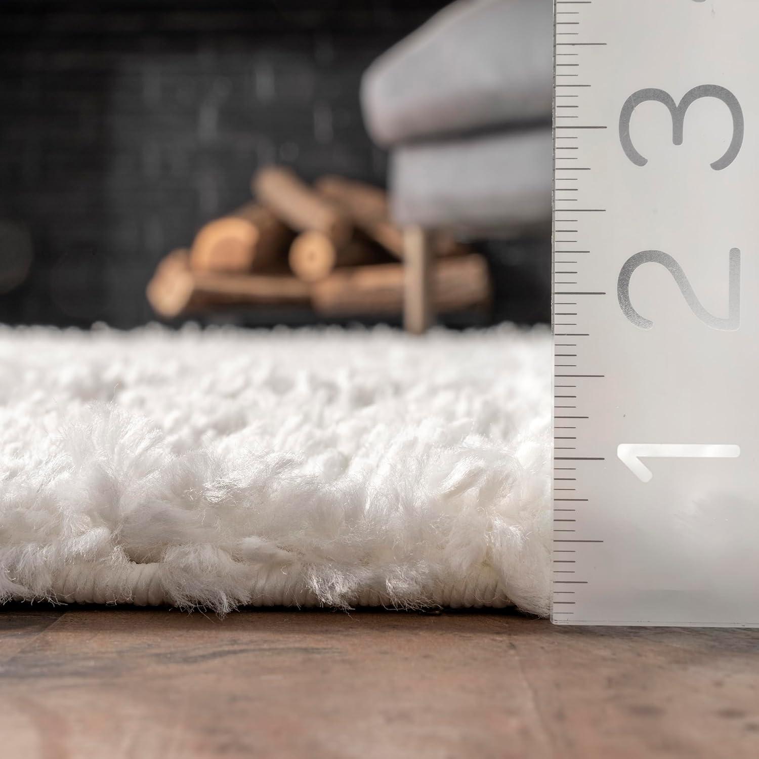 Nuloom Kara Solid 4x6 Shag Indoor Area Rug for Living Room Bedroom Dining Room Nursery, Ivory