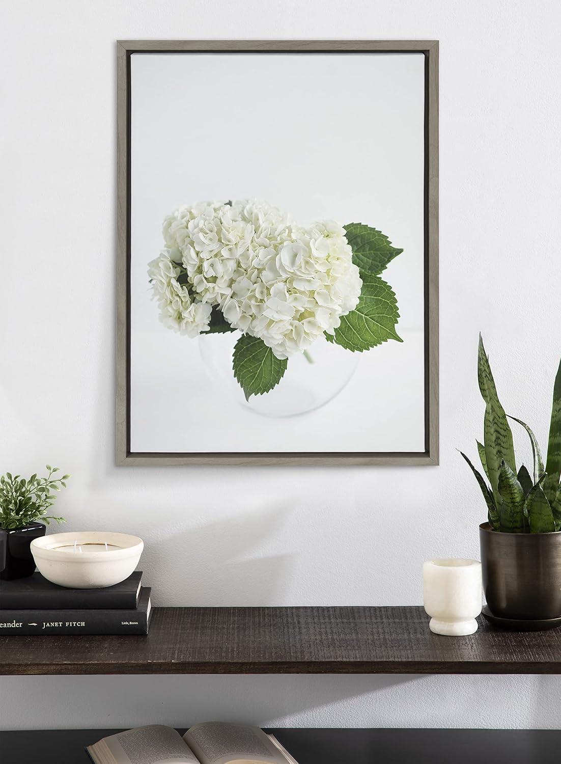 Kate and Laurel Sylvie Hydrangea Cluster Framed Canvas by Emiko and Mark Franzen of F2Images, 18x24, Gray