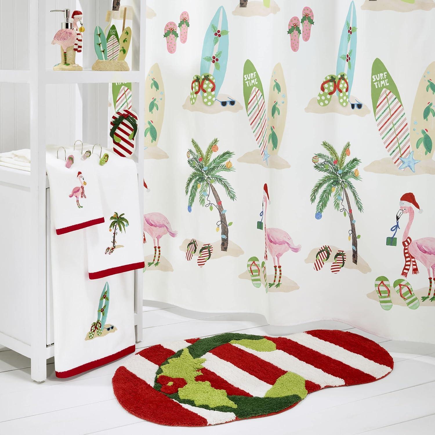 Festive Red and Green Resin Flip-Flop Shower Curtain Hooks