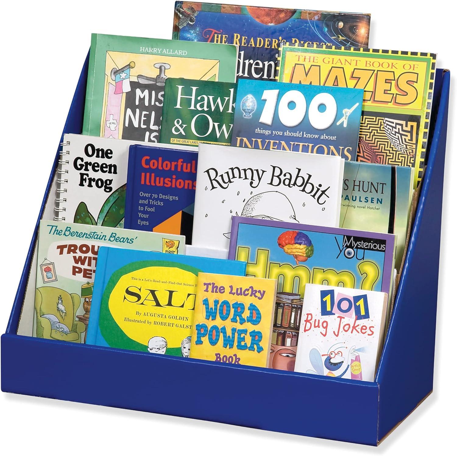 Classroom Keepers Kids Book Rack, 3-Tier, Blue with Glossy Finish