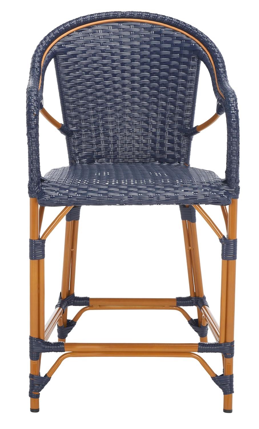 California Counter Stool With Arms - Indoor/Outdoor - PAT7533 - Navy - Safavieh