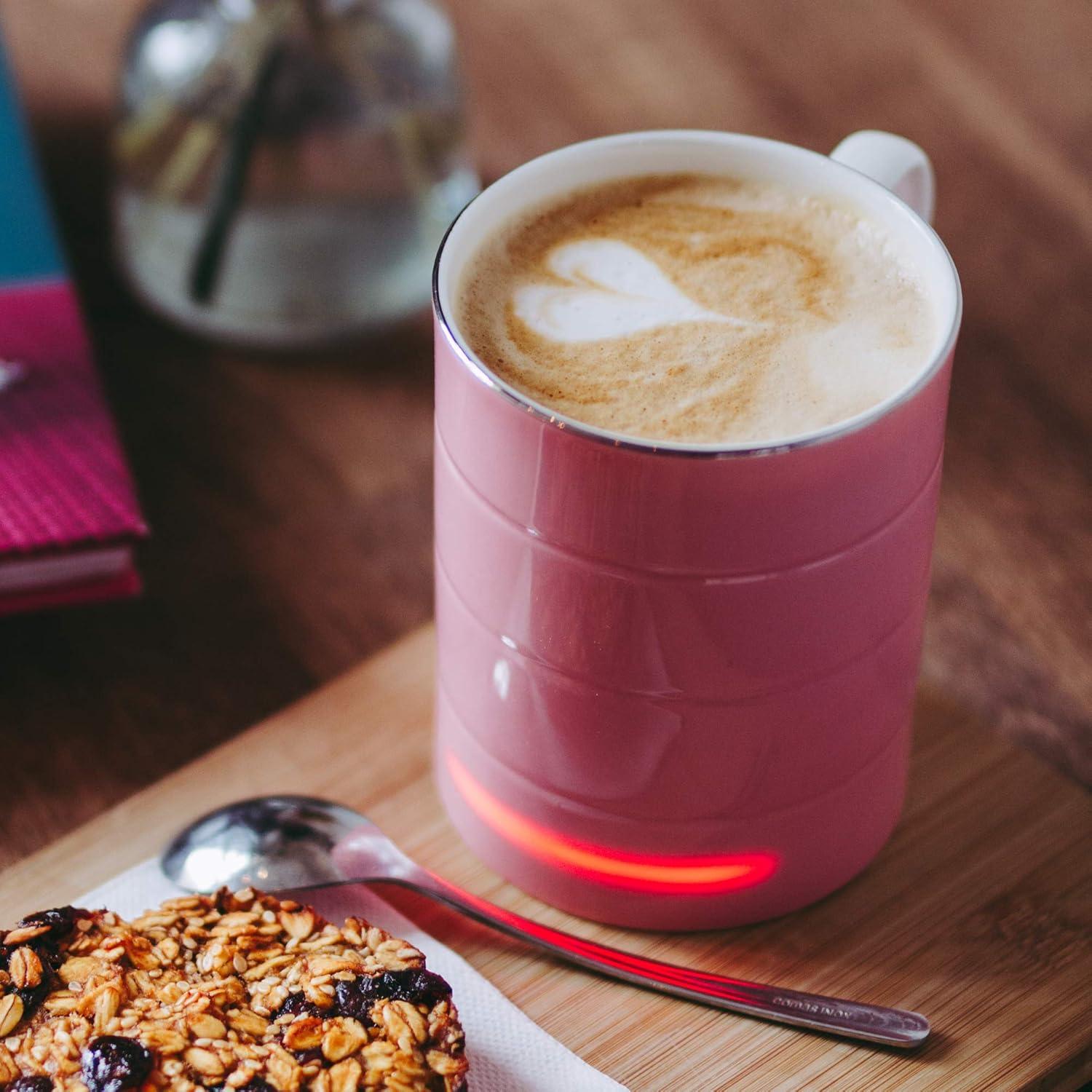 Glowstone Smart Mug –Fine Bone China, 325 ml Dishwasher Safe, Self-Heating, wirelessly rechargeable, Hot Fully automatic Heated Ceramic Coffee and Tea cup, 1 hour battery