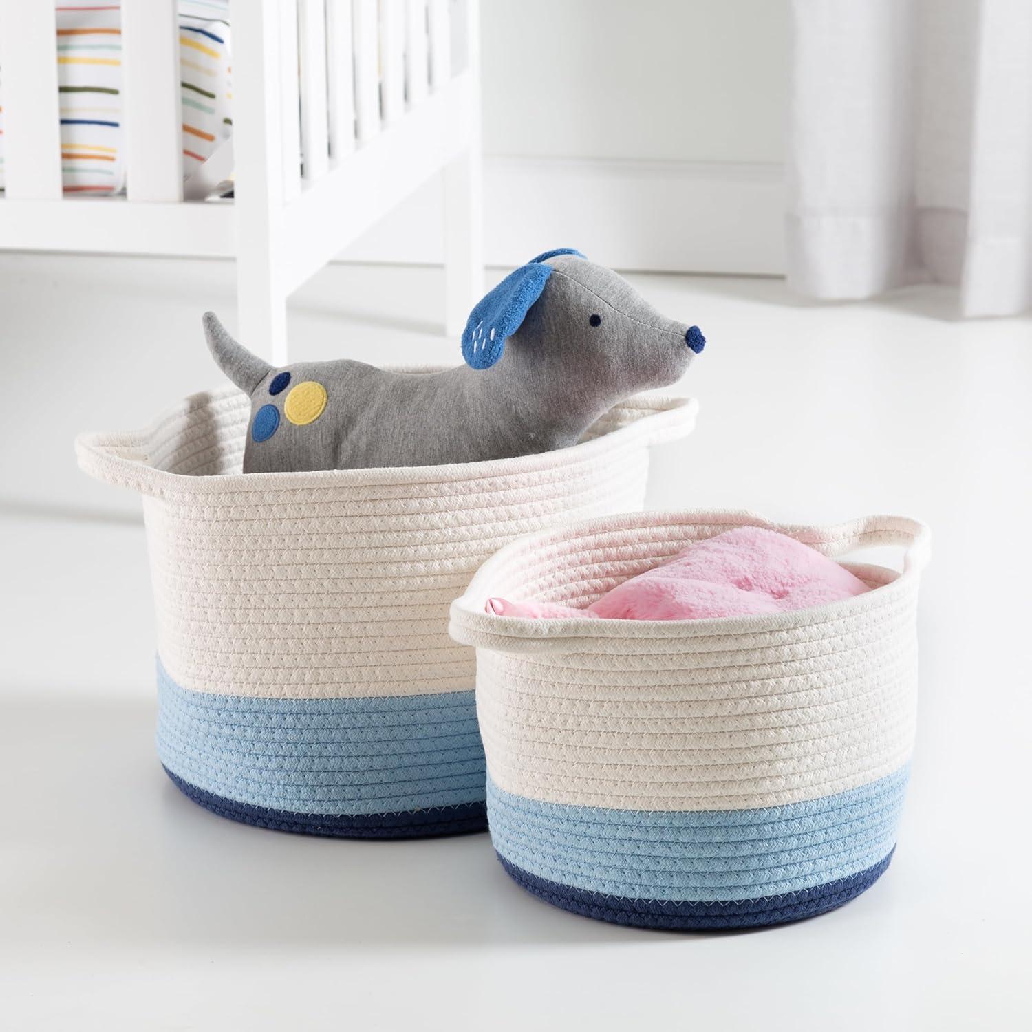 Honey-Can-Do Cotton Rope Nesting Storage Basket Set, Blue Ombré