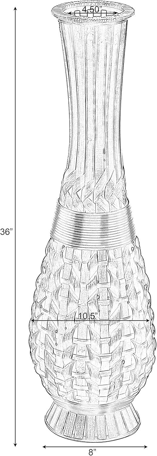 Uniquewise Antique Trumpet Style Brown Bamboo Floor Vase - 36-inch-Tall Decorative Vase for Entryway or Living Room - Vintage-Inspired Home Decor