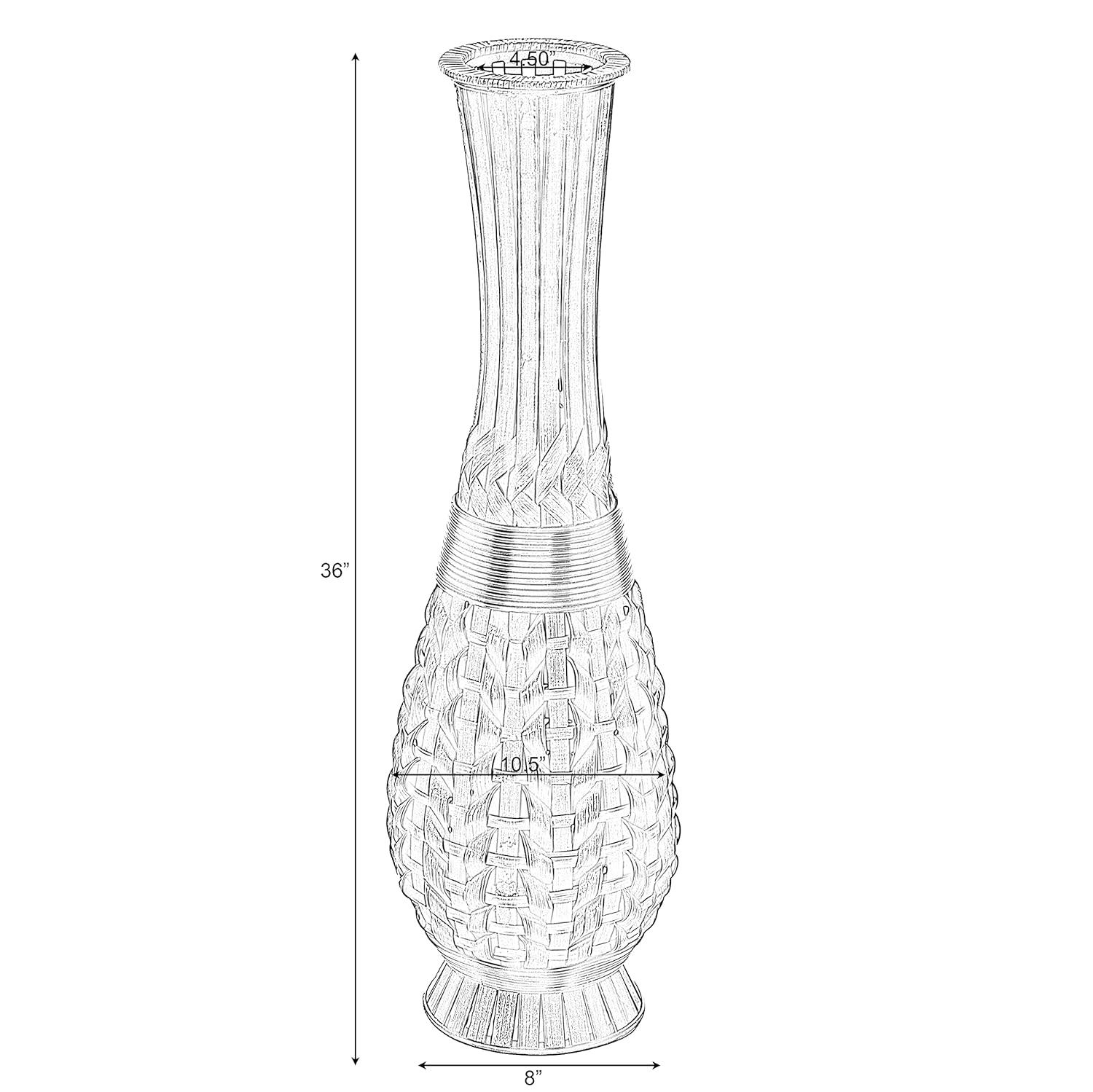 Uniquewise Antique Trumpet Style Brown Bamboo Floor Vase - 36-inch-Tall Decorative Vase for Entryway or Living Room - Vintage-Inspired Home Decor