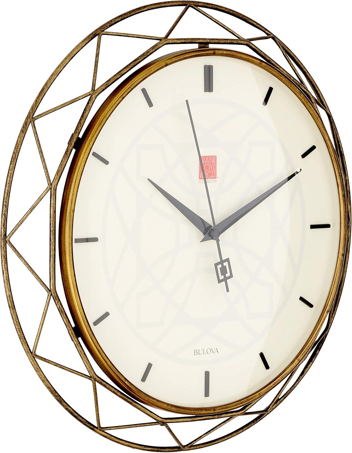 Bronze Frank Lloyd Wright Inspired 14-Inch Wall Clock