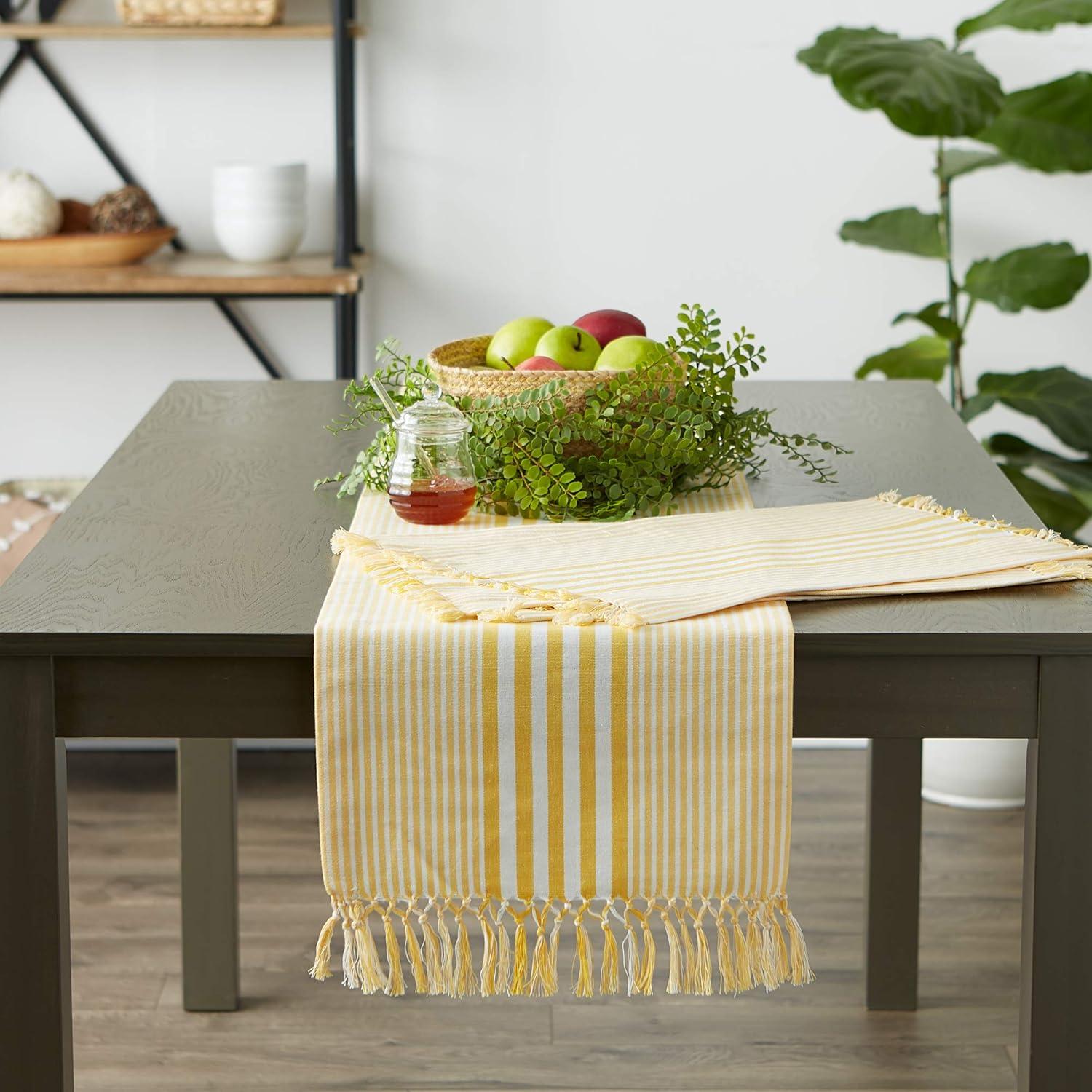 Deep Yellow Stripes With Fringe Placemat (Set of 6)