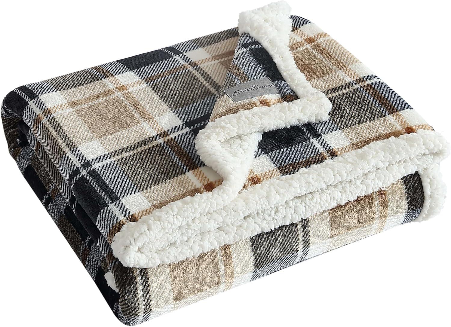 Eddie Bauer Printed Plush Fleece/Sherpa Throw Blankets