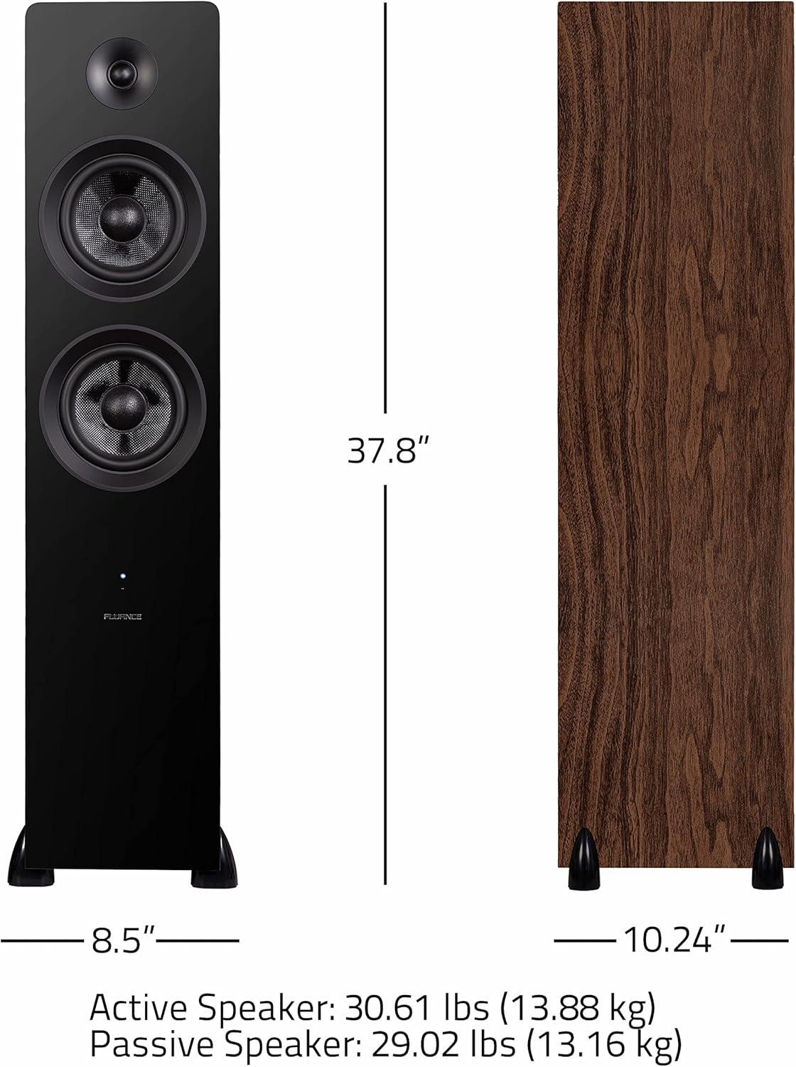 Natural Walnut Wireless Floorstanding Speakers with Bluetooth and Optical Audio