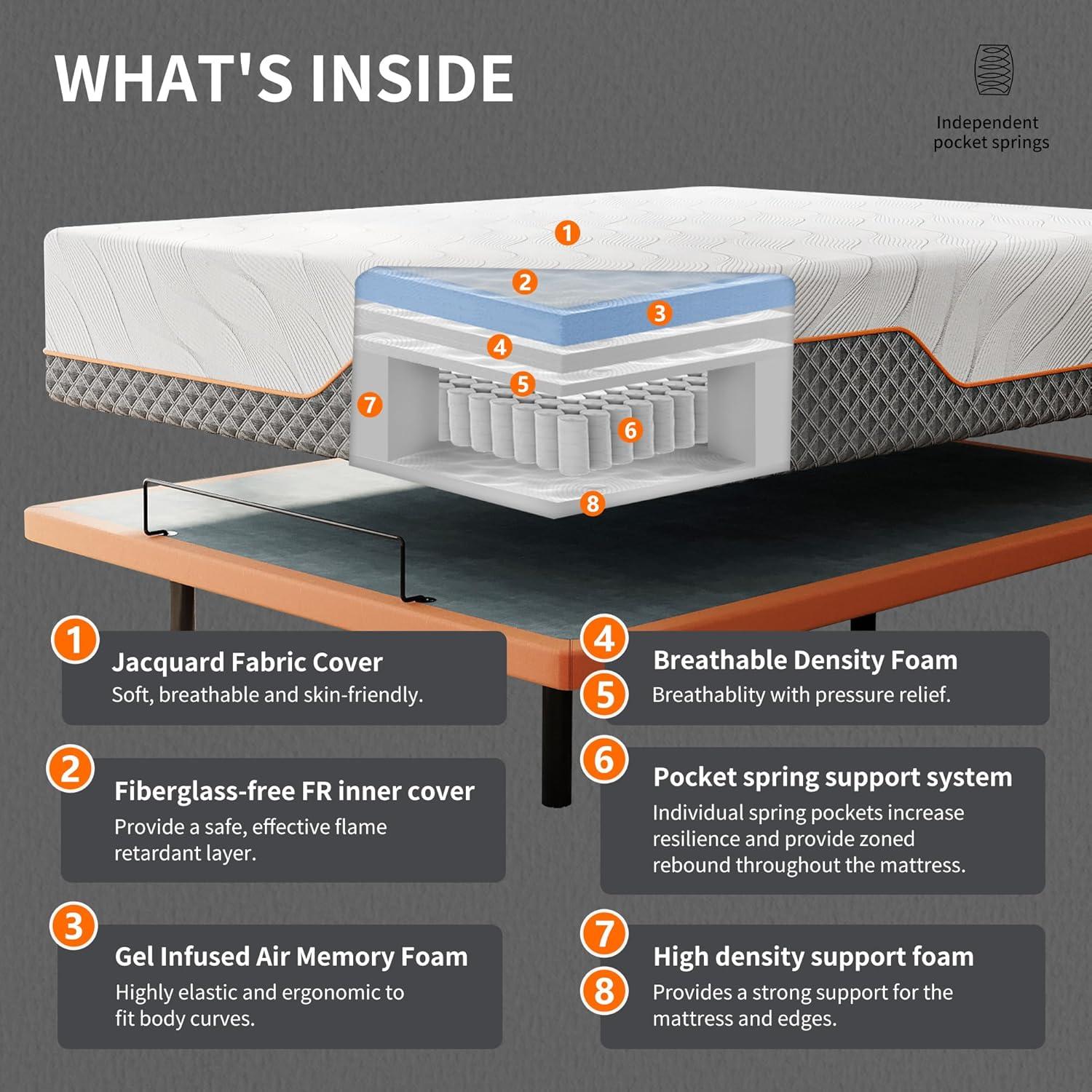 Zero Gravity Adjustable Bed with 14" Hybrid Mattress E3000 Series
