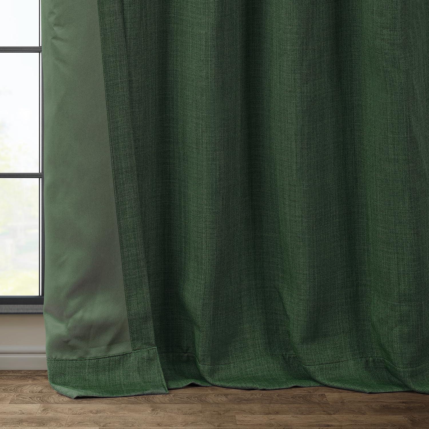 Key Green 84" Faux Linen Room Darkening Curtain Panel