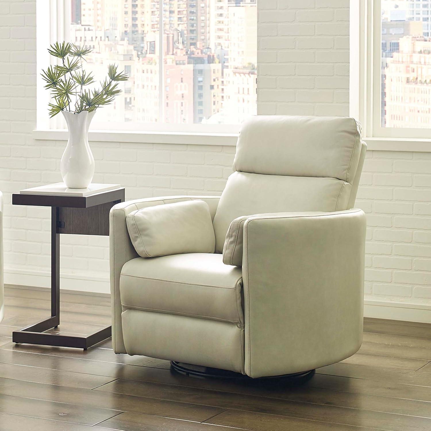 Florence Brown Top-Grain Leather Swivel Recliner with USB Charger