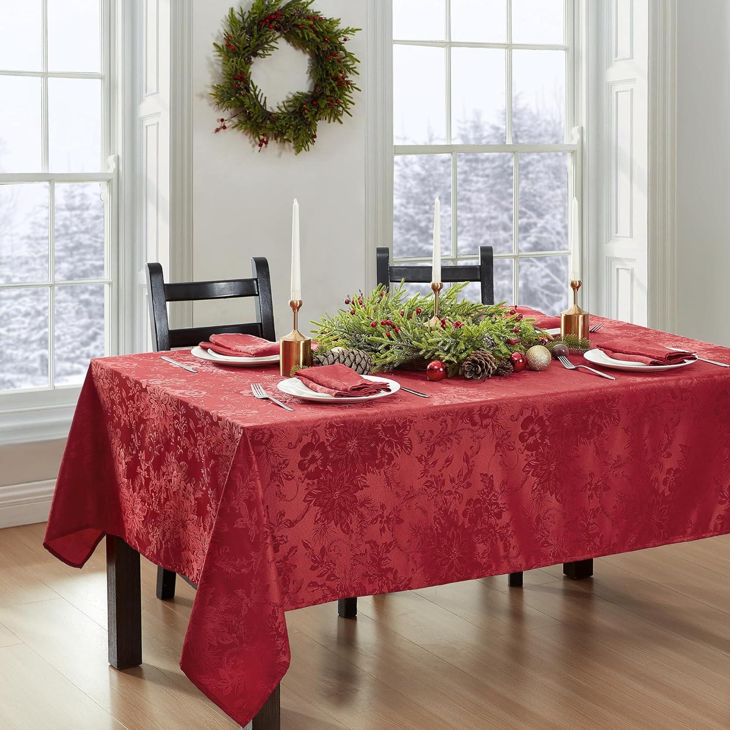 Astoria Grand Tilghman Poinsettia Floral Woven Tablecloth