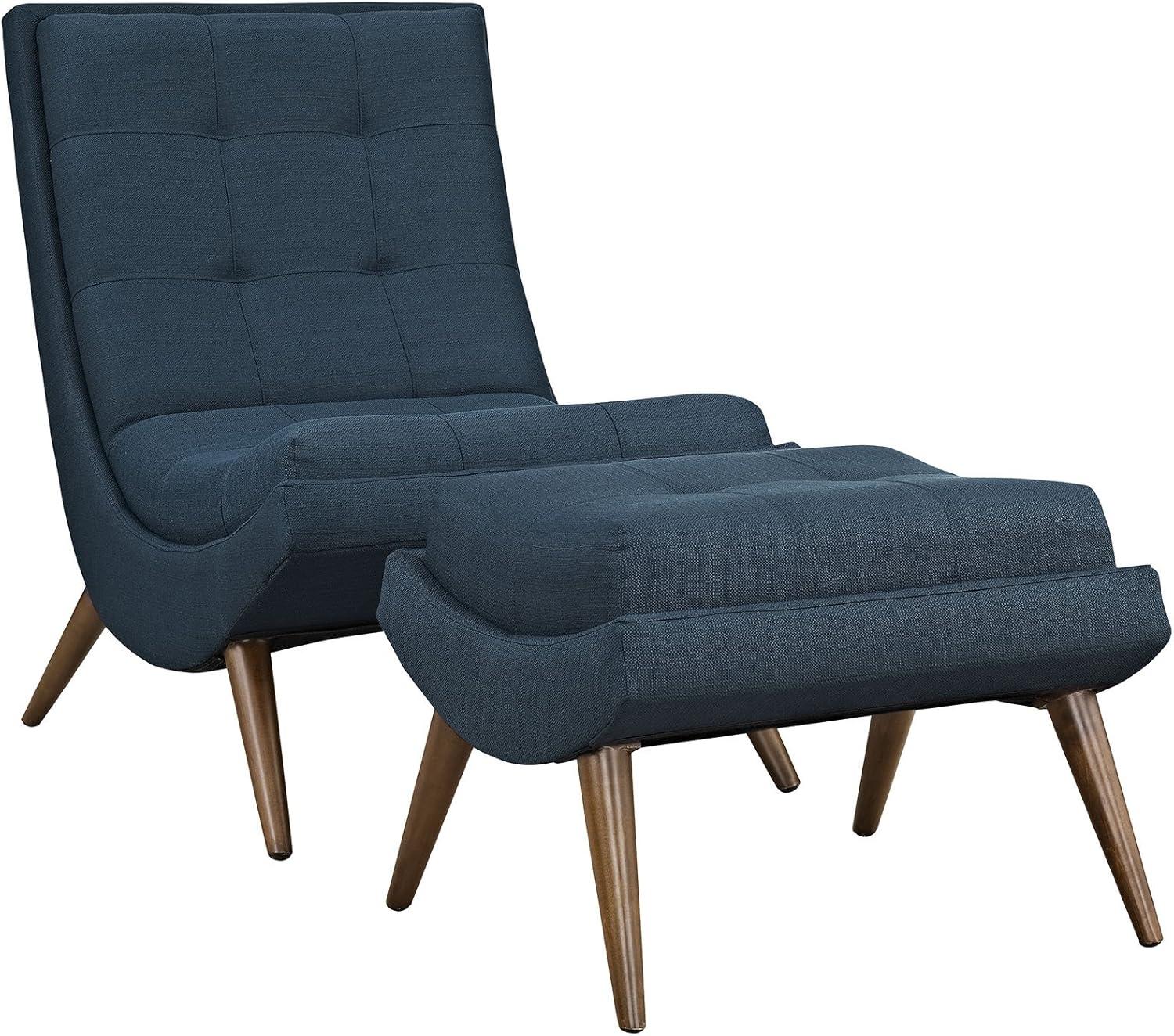 Modway Ramp Mid Century Fabric Lounge Chair Set