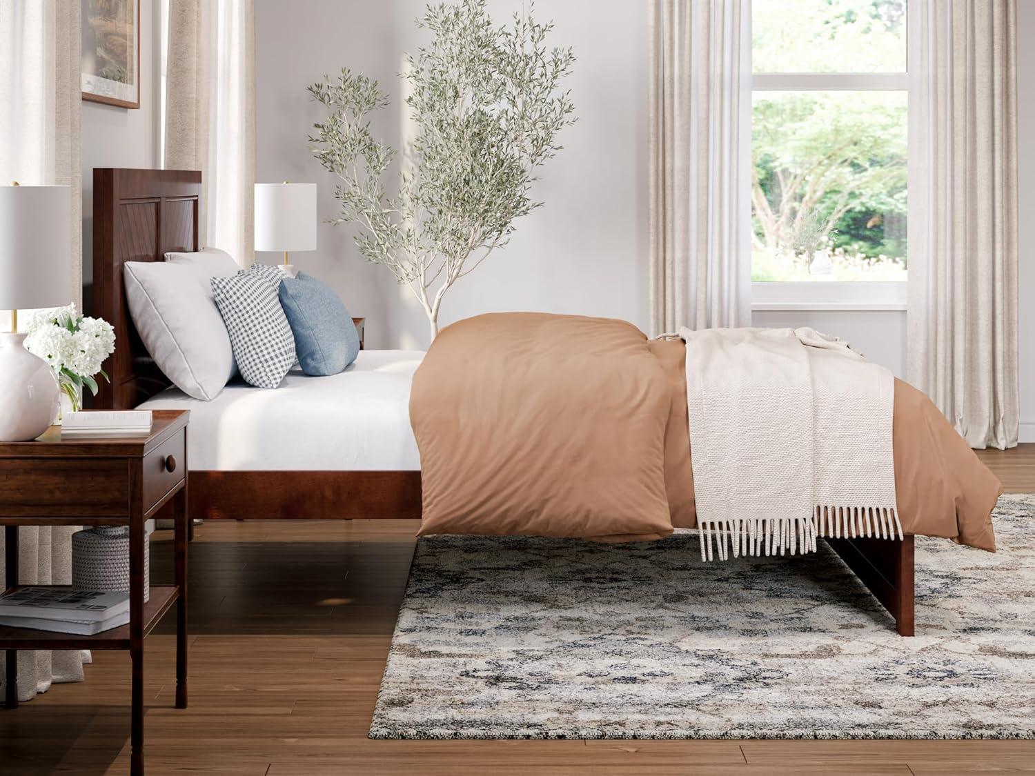 AFI Canyon Walnut Solid Wood Platform Bed with Matching Footboard, King