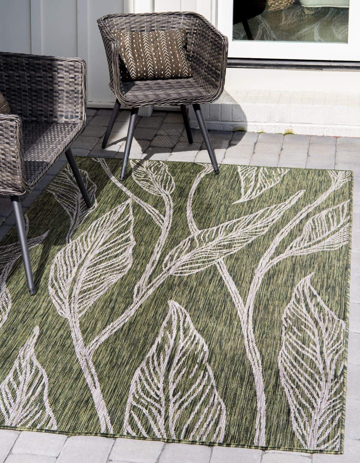 Unique Loom 5' 1 x 8' 0 Rectangle Indoor/Outdoor Botanical Green Area Rug