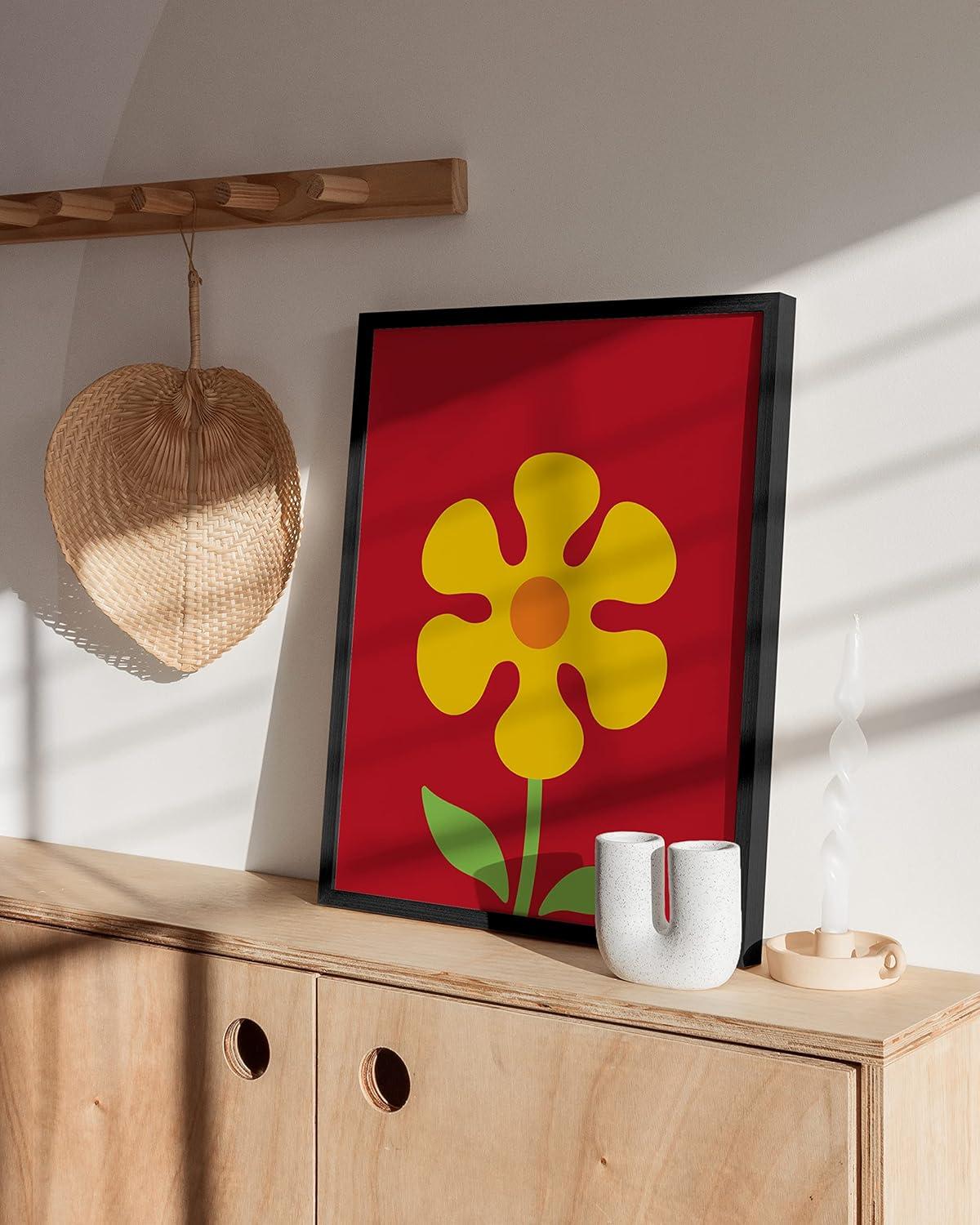 Red and Yellow Flower Market Poster for Teen Girls Room