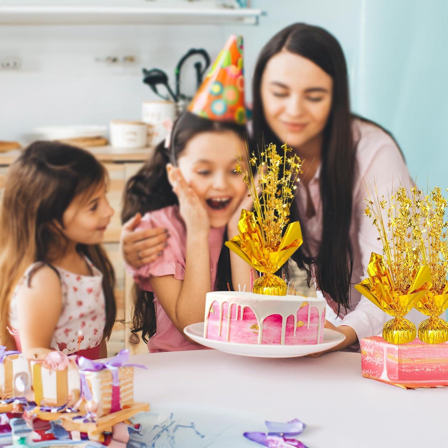 6 Sets Metallic Foil Spray Centerpiece with LED Lights Star Centerpieces for Tables Burst Metallic Glitter Foil Party Table Centerpieces for Party Event Anniversary Birthday Dining Table Decor