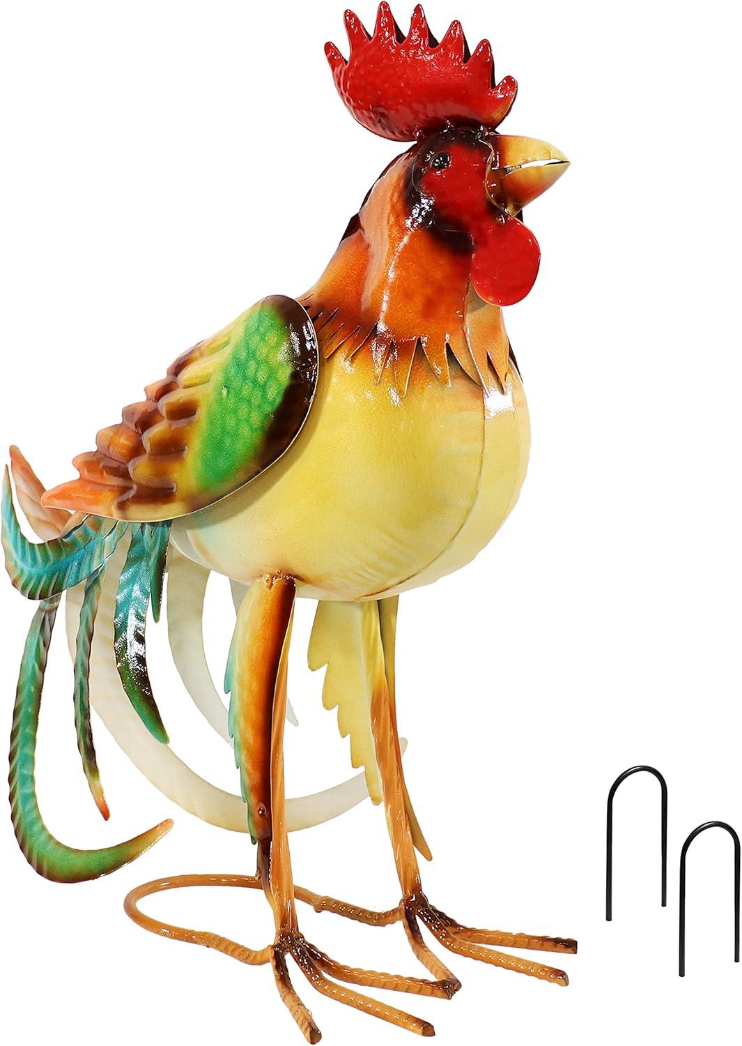 Romeo the Rooster 16" Multicolor Metal Outdoor Statue