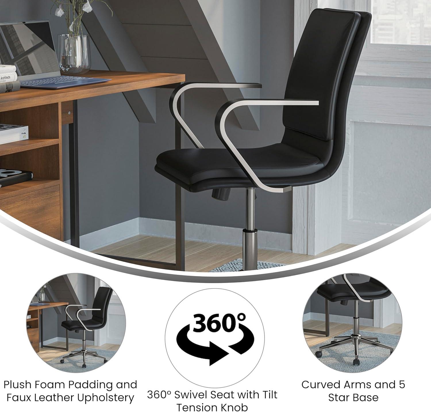 Flash Furniture Mid-Back Designer Upholstered Swivel Executive Office Chair with Armrests