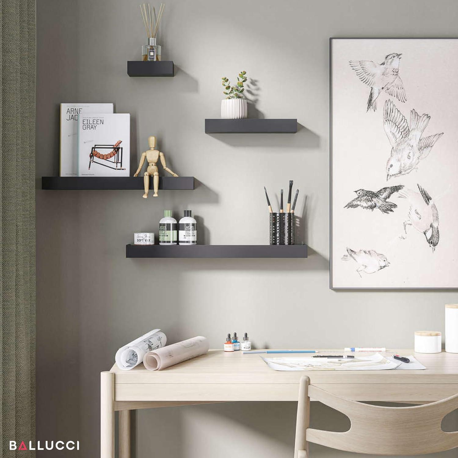 Textiles Hub Array 4 Piece Floating Wall Shelves Set