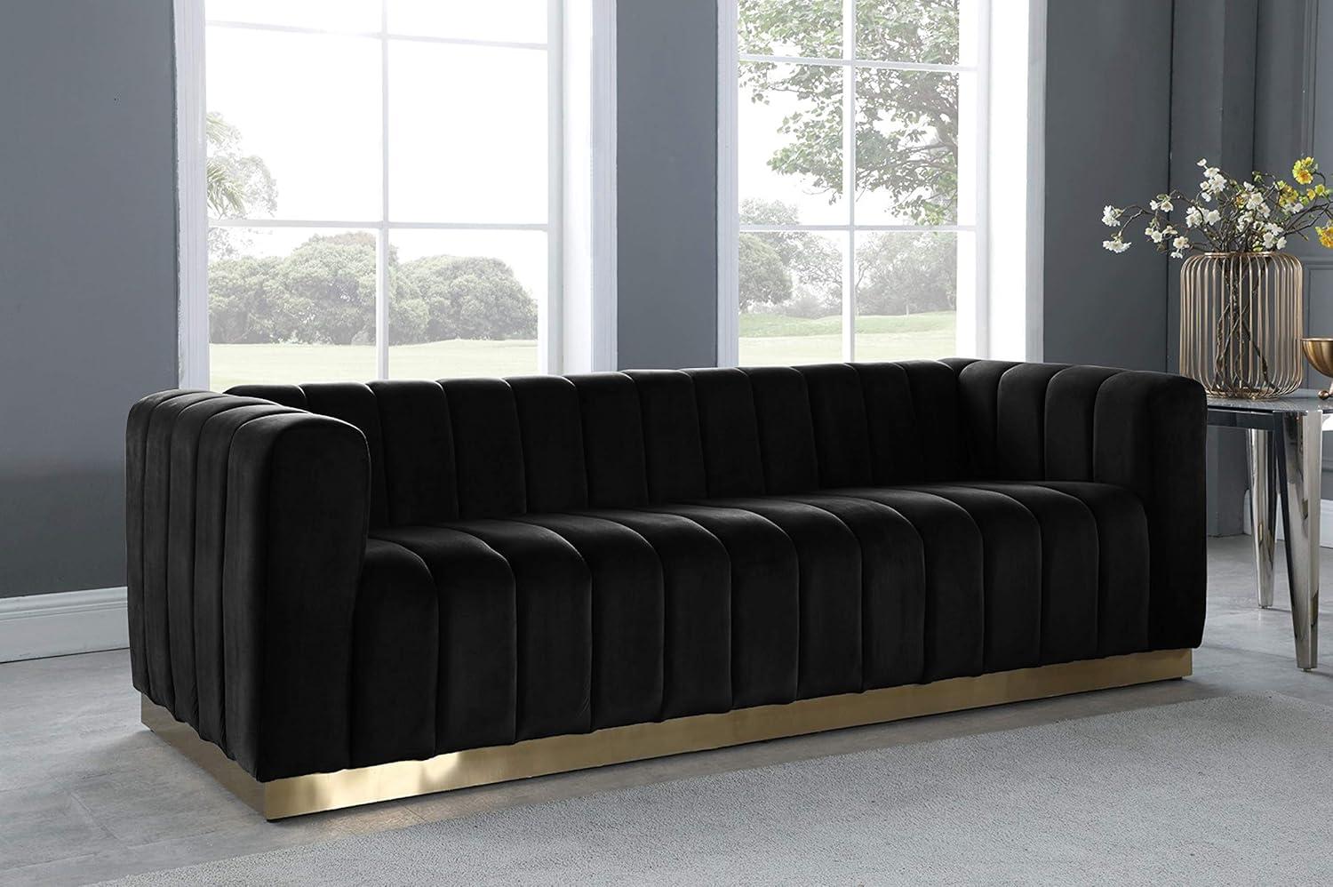 Meridian Furniture Marlon Black Velvet Sofa