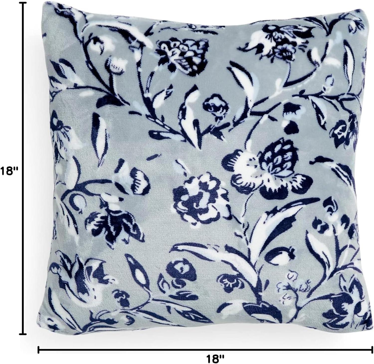 Vera Bradley Women's Decorative Throw Pillow With Removeable Hypoallergenic Insert, Perennials Gray, One Size