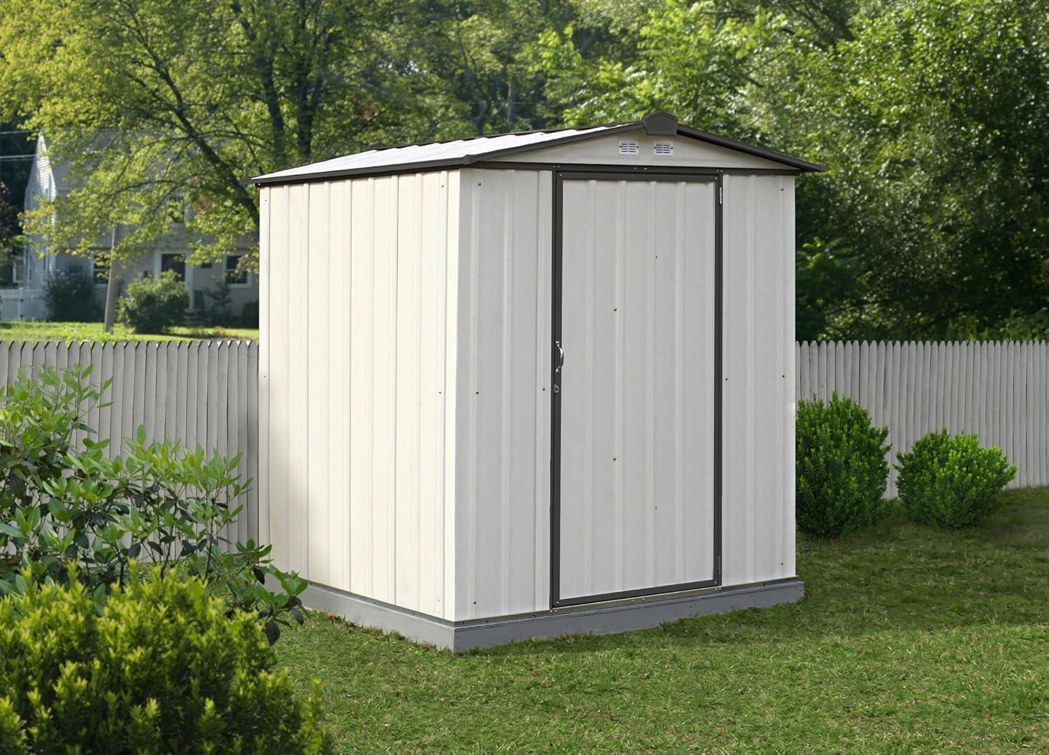 Cream and Charcoal 6' x 5' Steel Storage Shed with Swing Door